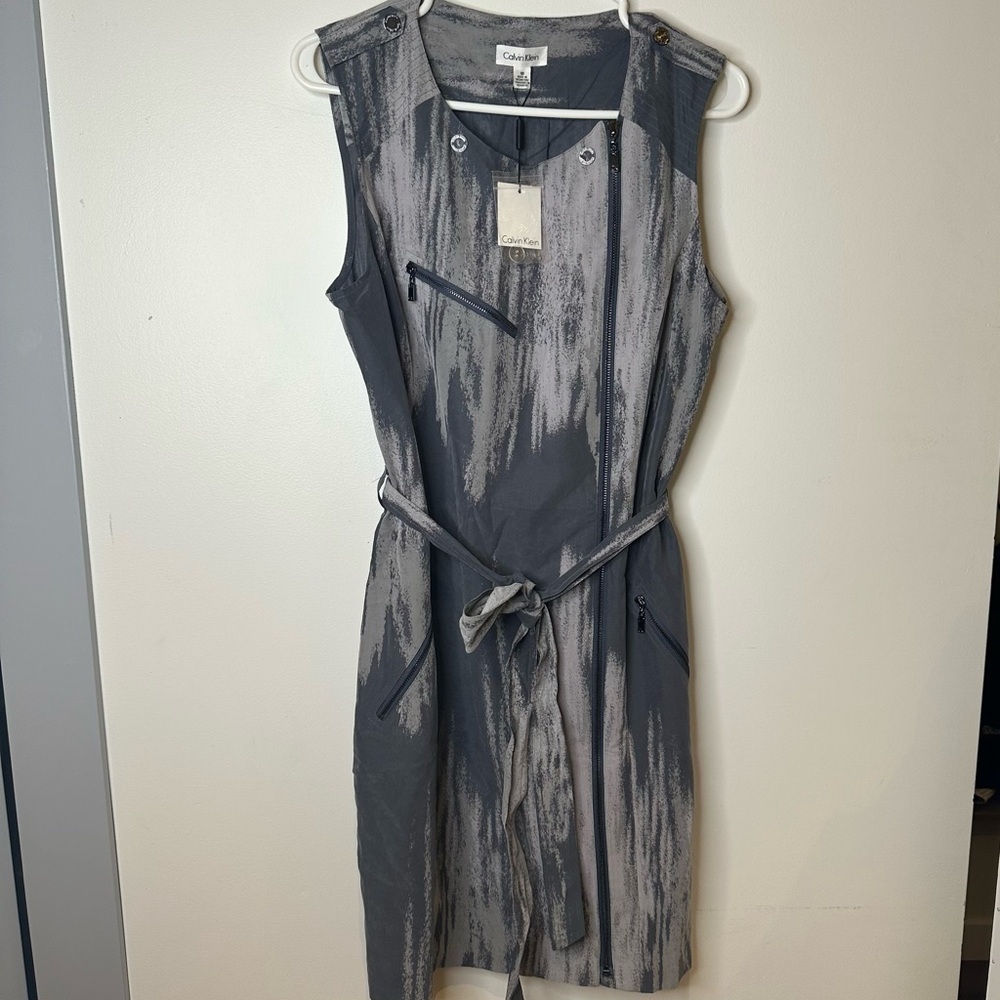 NWT Calvin Klein Moto Shift Dress - Abstract Brushstroke Print - Sleeveless